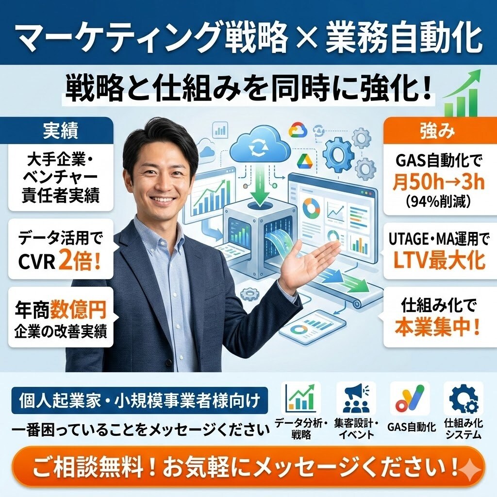 スプシの自動化や業務の効率化に向け伴走します 業務改善・自動化｜手作業を大幅削減！GAS・関数テンプレ作成 イメージ1