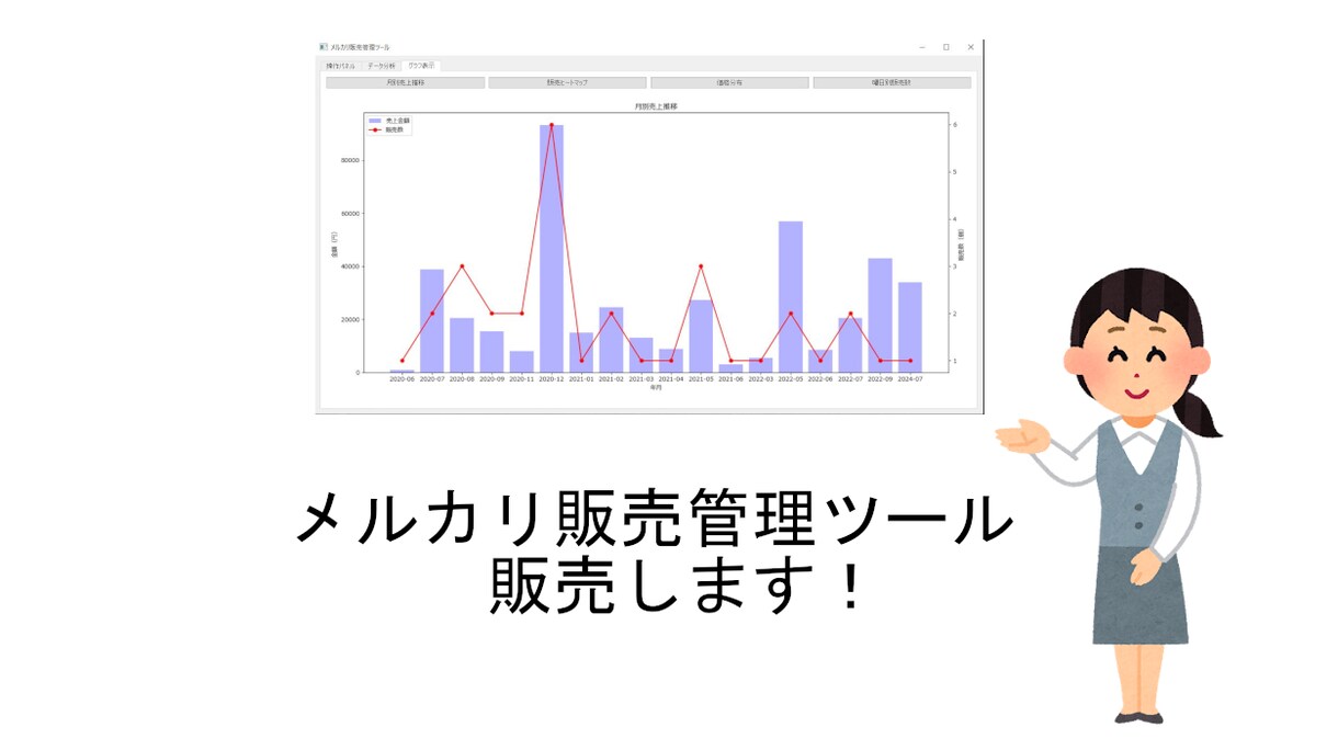 メルカリの売り上げ管理ソフト販売します 簡単操作！PDFのマニュアル付きで初心者でも安心！ イメージ1