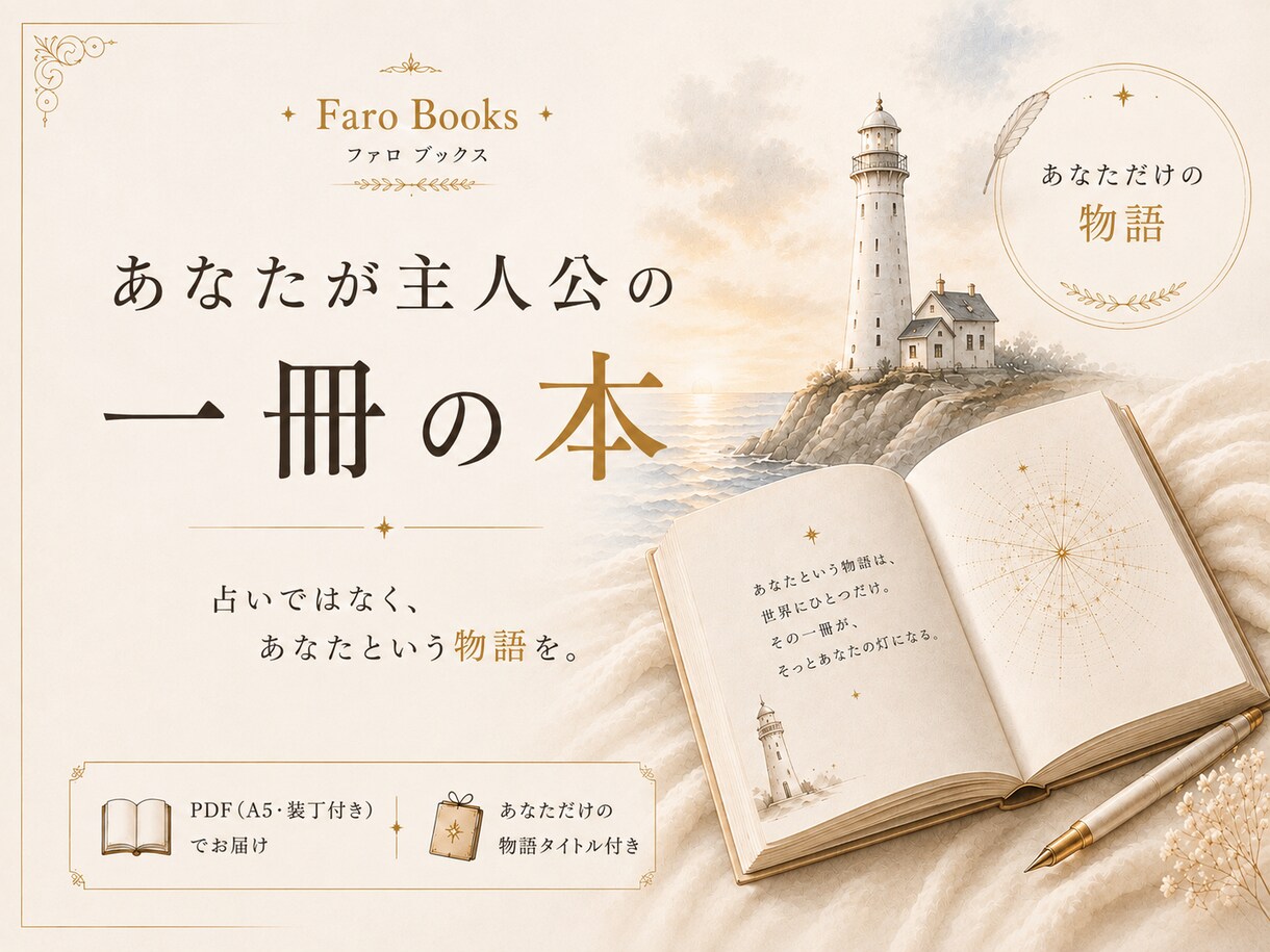 占いより優しく、あなたが主人公の一冊をお届けします 未来を当てるのではなく、あなたという物語を読み解きます。 イメージ1