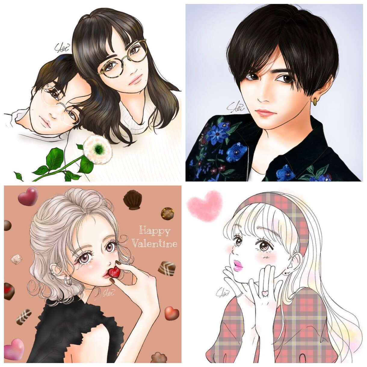 写真を元に似顔絵を描きます アイコンや結婚式のウェルカムボードなど描きます。 イメージ3