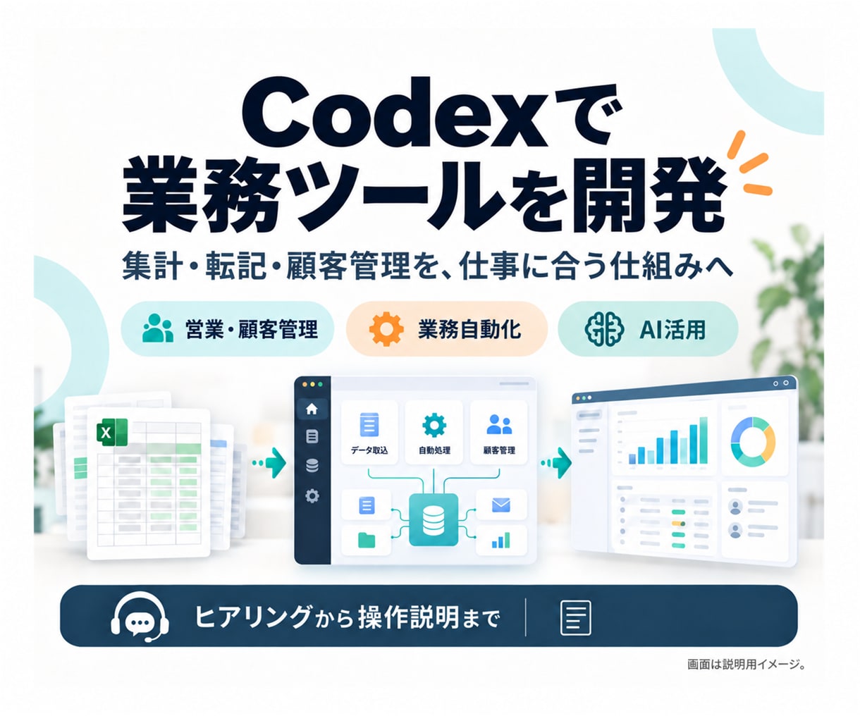 Codexで業務ツールを開発します 集計・顧客管理の手間を減らす、専用ツールを作ります イメージ1