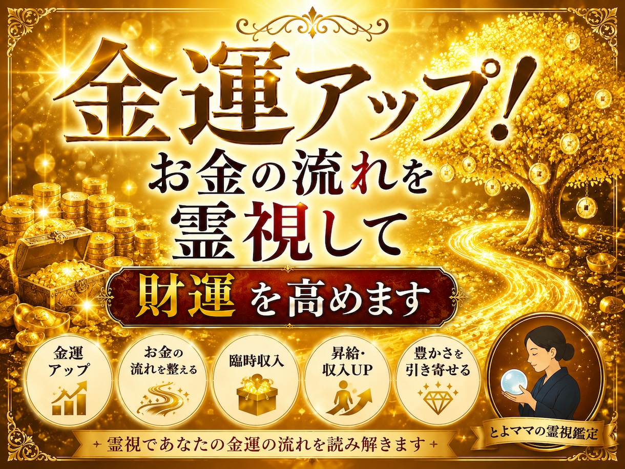 金運アップ！お金の流れを霊視して財運を高めます お金・仕事・ご縁・豊かさを引き寄せる運気の流れを徹底鑑定 イメージ2