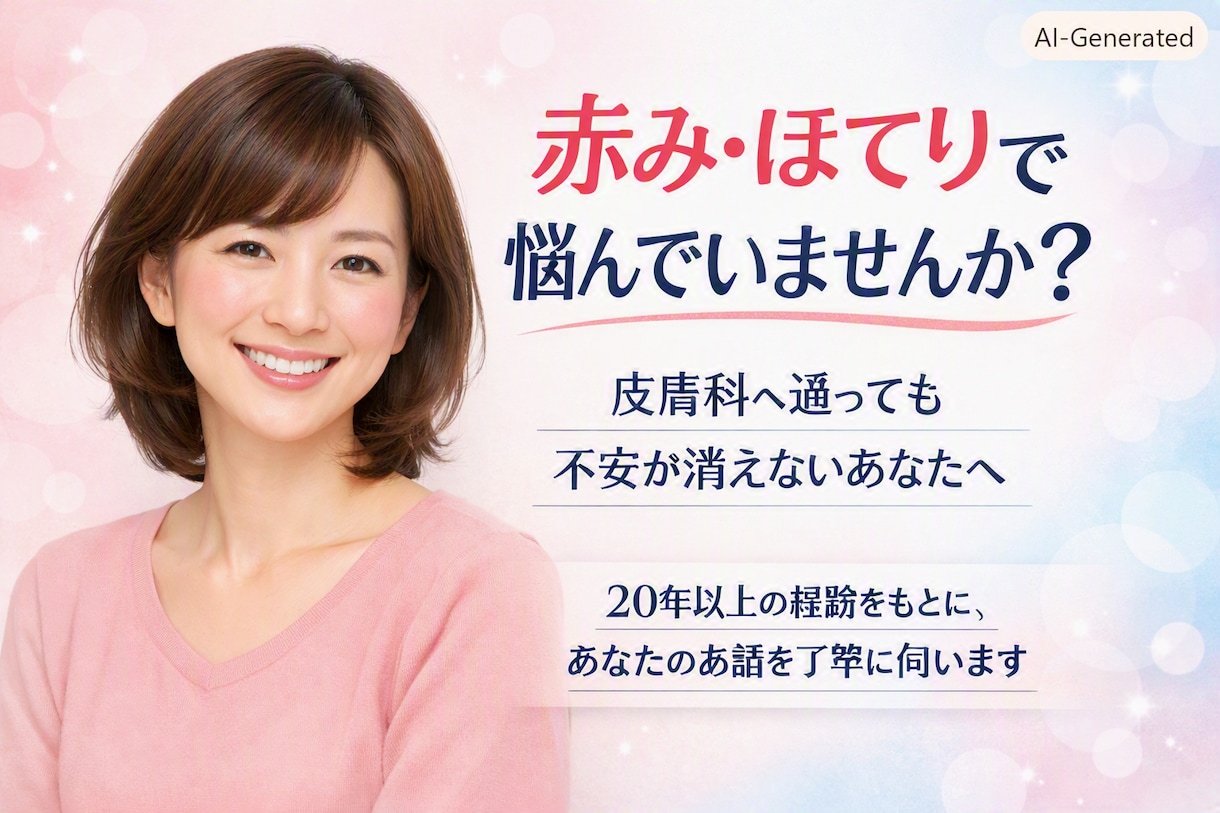 酒さ・敏感肌の悩み、実体験からお話をお聞きします その悩み、誰かに話すだけで、少し楽になるかもしれません イメージ3