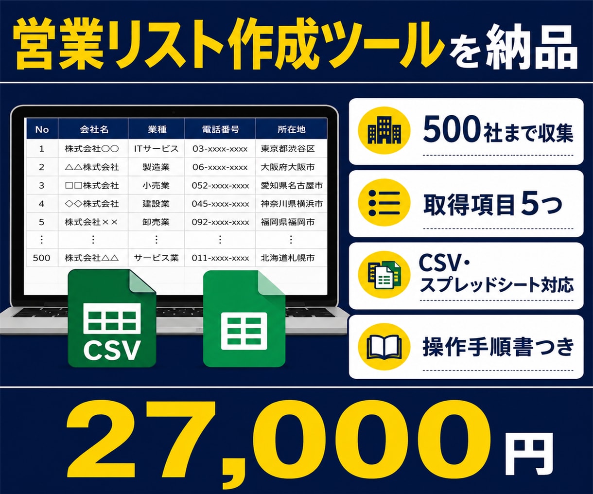 企業情報を集める営業リスト作成を自動化します Web収集・整形・AI分類まで一つにつなぎます イメージ1