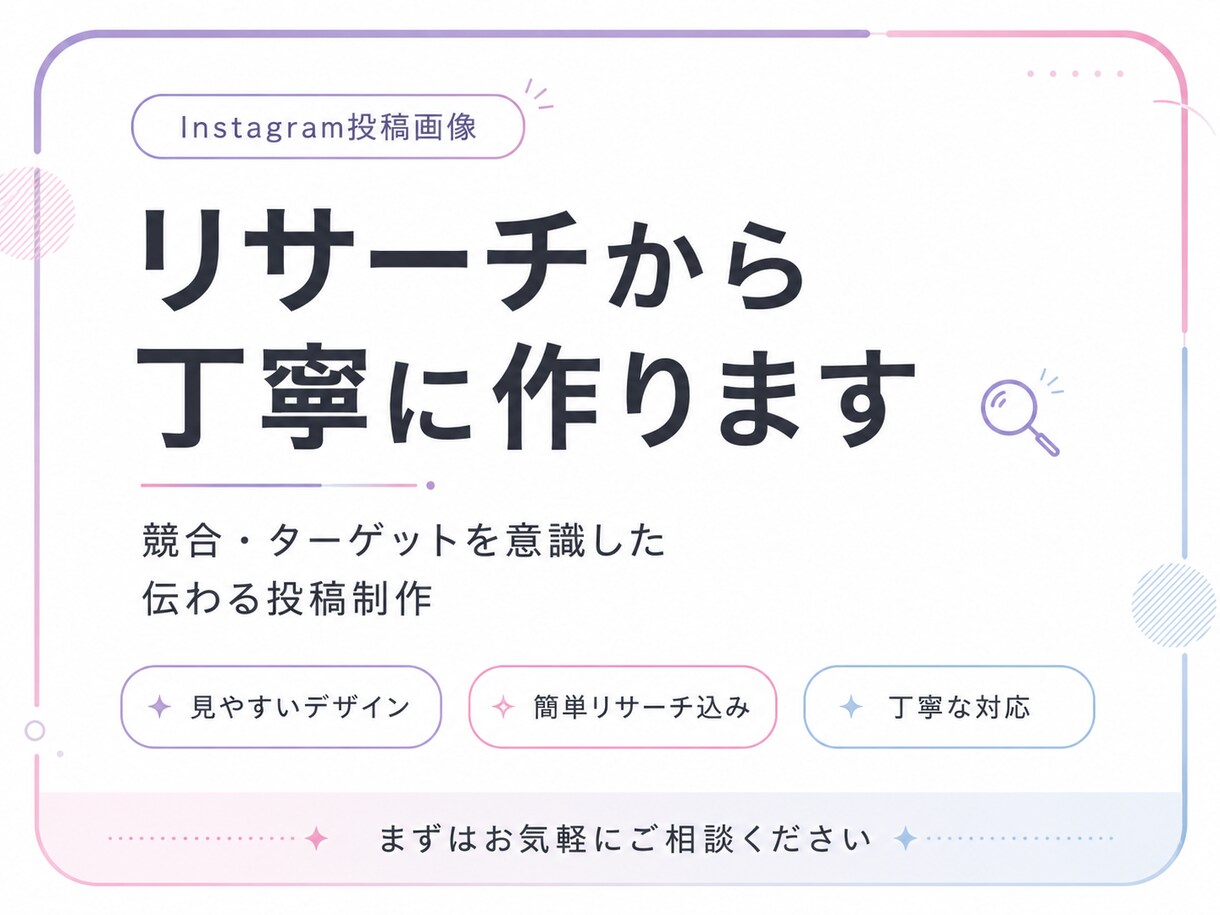 Instagram投稿を丁寧に作成します 競合・ターゲットを意識した伝わるインスタ投稿を制作します イメージ1
