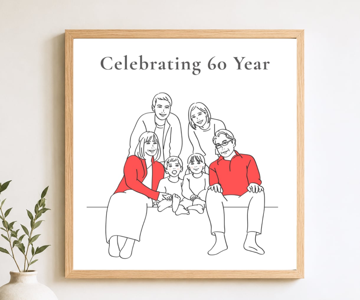 家族や友達のプレゼントに✨シンプルな似顔絵描きます おしゃれに飾れる♪結婚式・還暦祝い・誕生日ギフトに｜大人数◎ イメージ1