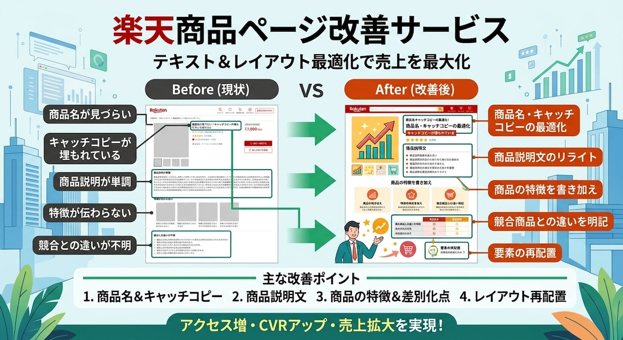 楽天商品ページ改善と販売/広告の方法を伝授します 商品ページの改善だけでは効果なし イメージ2