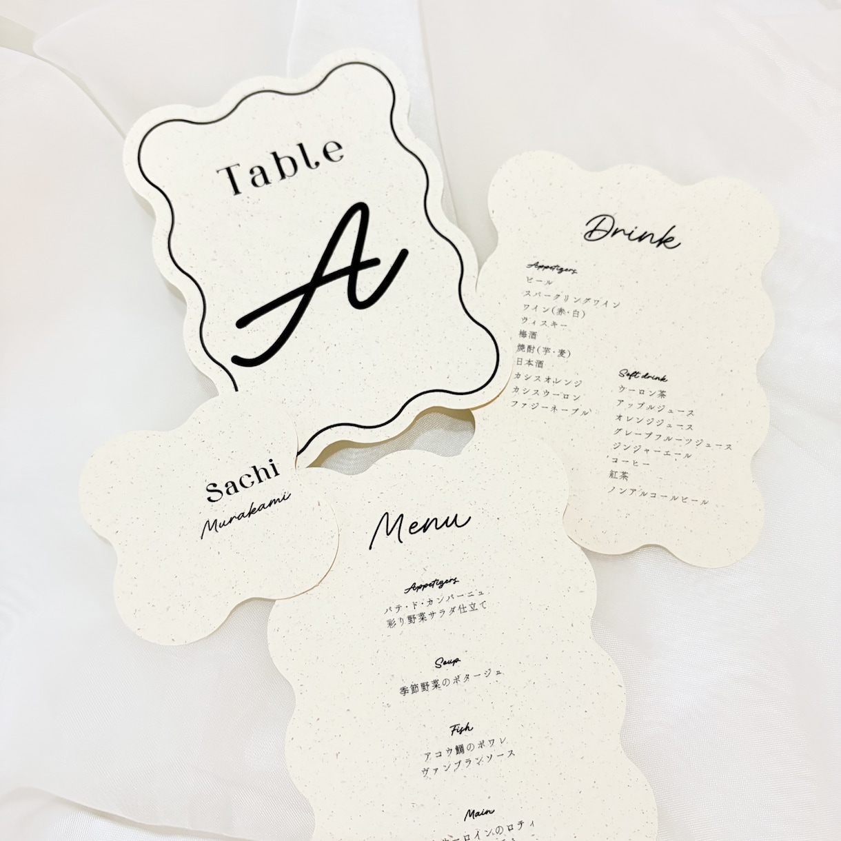 Wedding｜ダイカットメニュー表を制作します 豊富なカラーからお選びいただけます｜印刷・カット・発送込み イメージ8