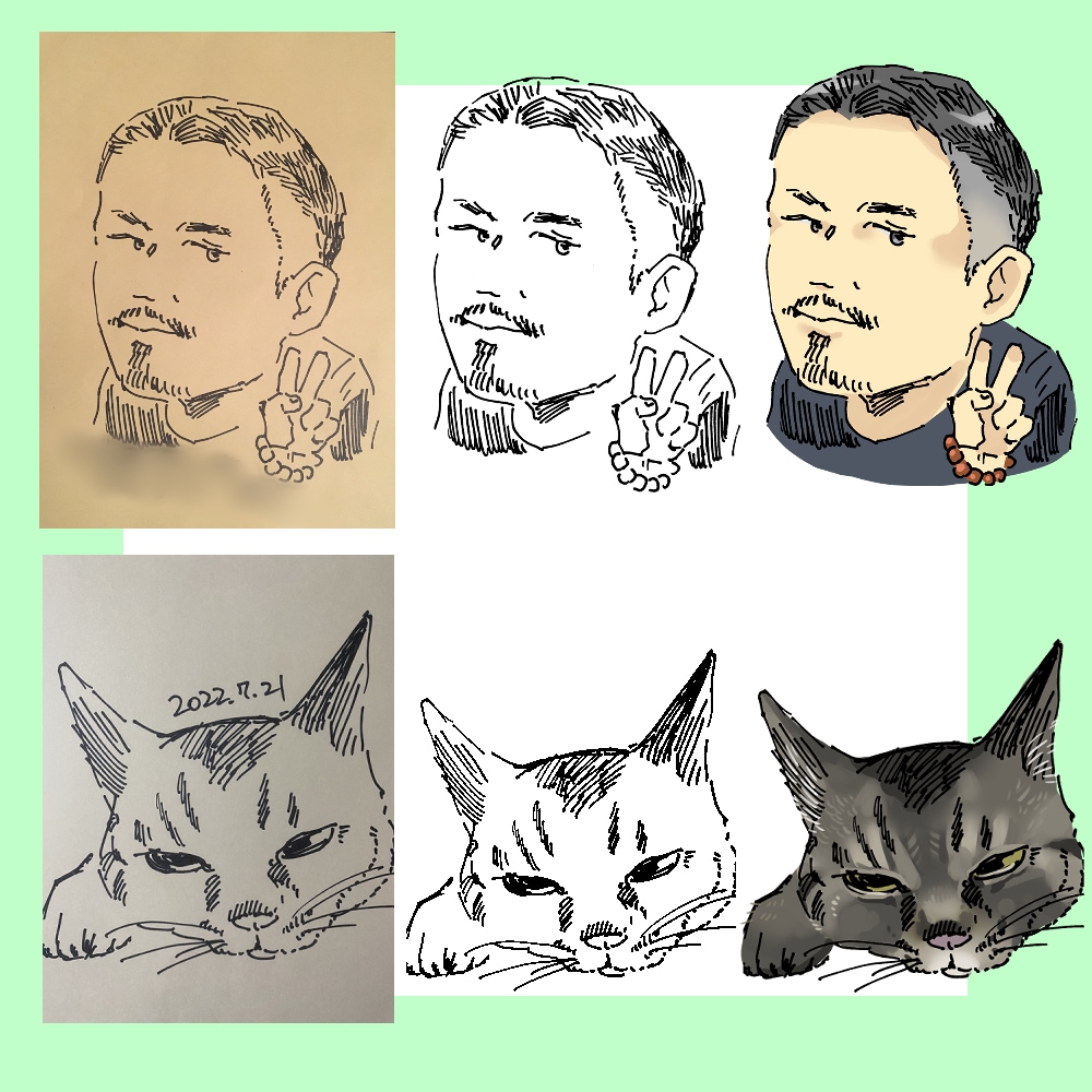 アイコン、名刺、贈答用の似顔絵をプロが描きます シンプルなタッチのペン画です。老若男女に加え動物も可！ イメージ5