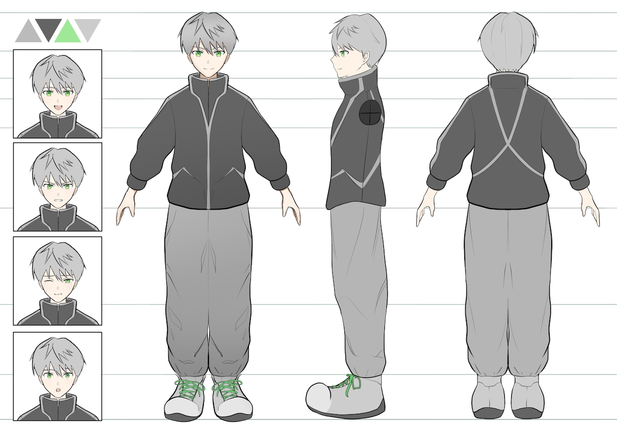 オリジナルキャラの三面図や立ち絵などを制作致します IRIAMやTRPGなど様々な用途に使える立ち絵制作します！ イメージ4