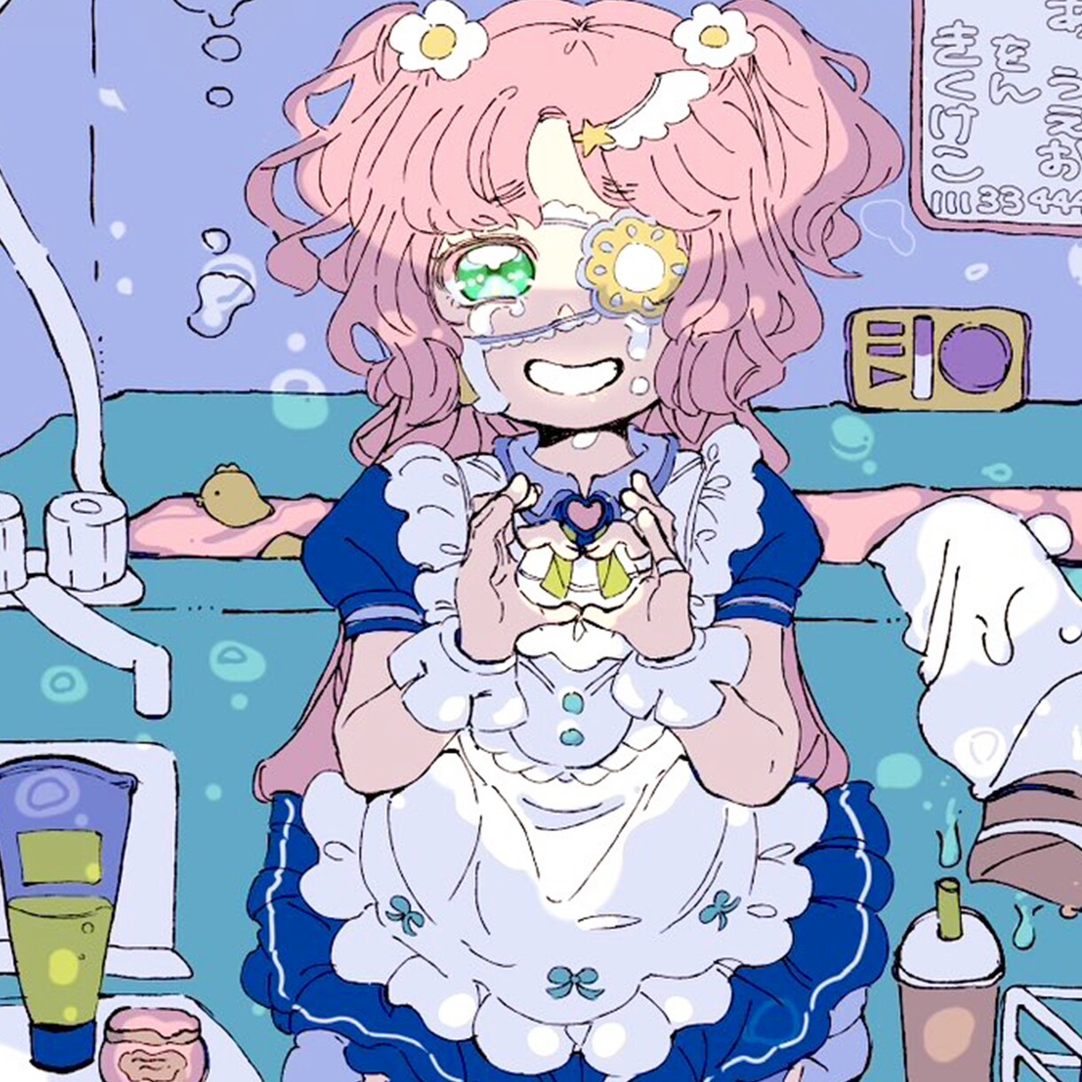 日常あるあるをガーリーに一枚絵描きます ペットの擬人化から日常のネガティブを可愛く再現できます イメージ1