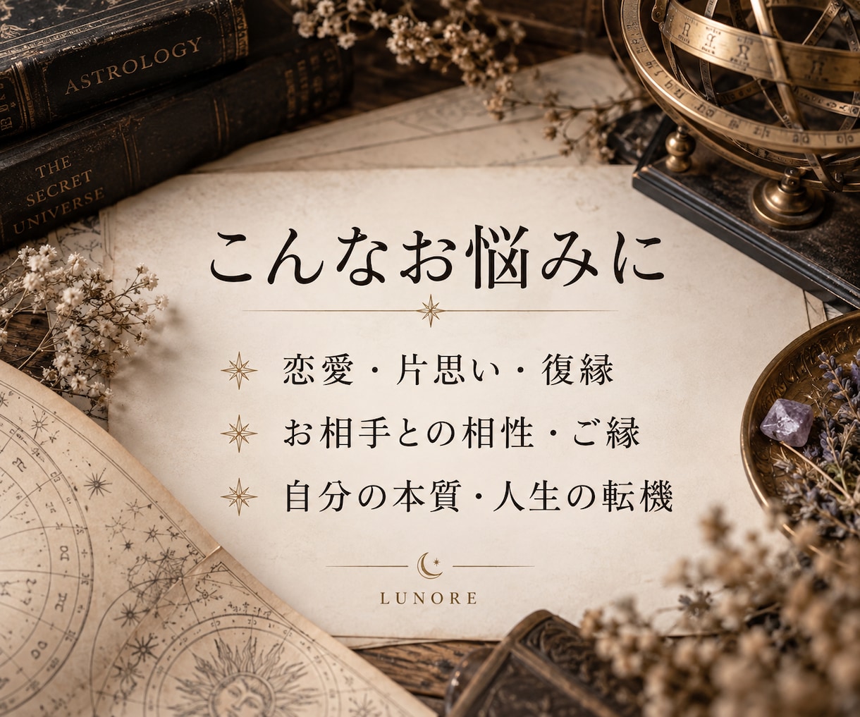 西洋占星術と直感で恋愛やご縁を読み解きます 英国魔女の世界観×ホロスコープで心の奥を紐解く イメージ2