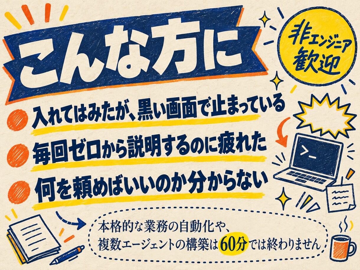 Claude Code・Codexを設定します 黒い画面が苦手でも大丈夫。60分で使える状態にします イメージ6