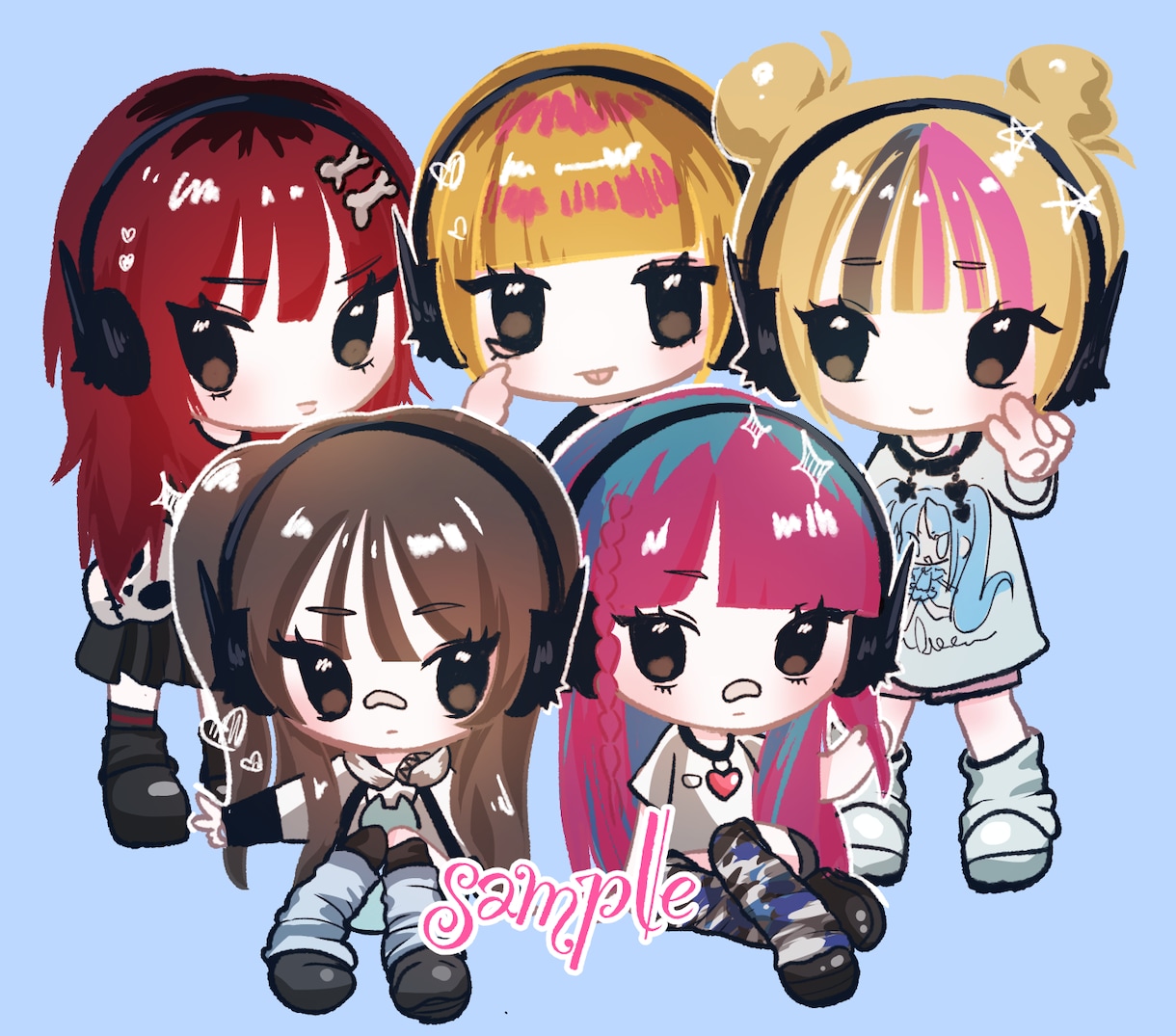 最短２日！キラキラかわいいミニキャラ絵描きます 商用、二次利用可！アイコンなど様々な場面でお使いください イメージ6