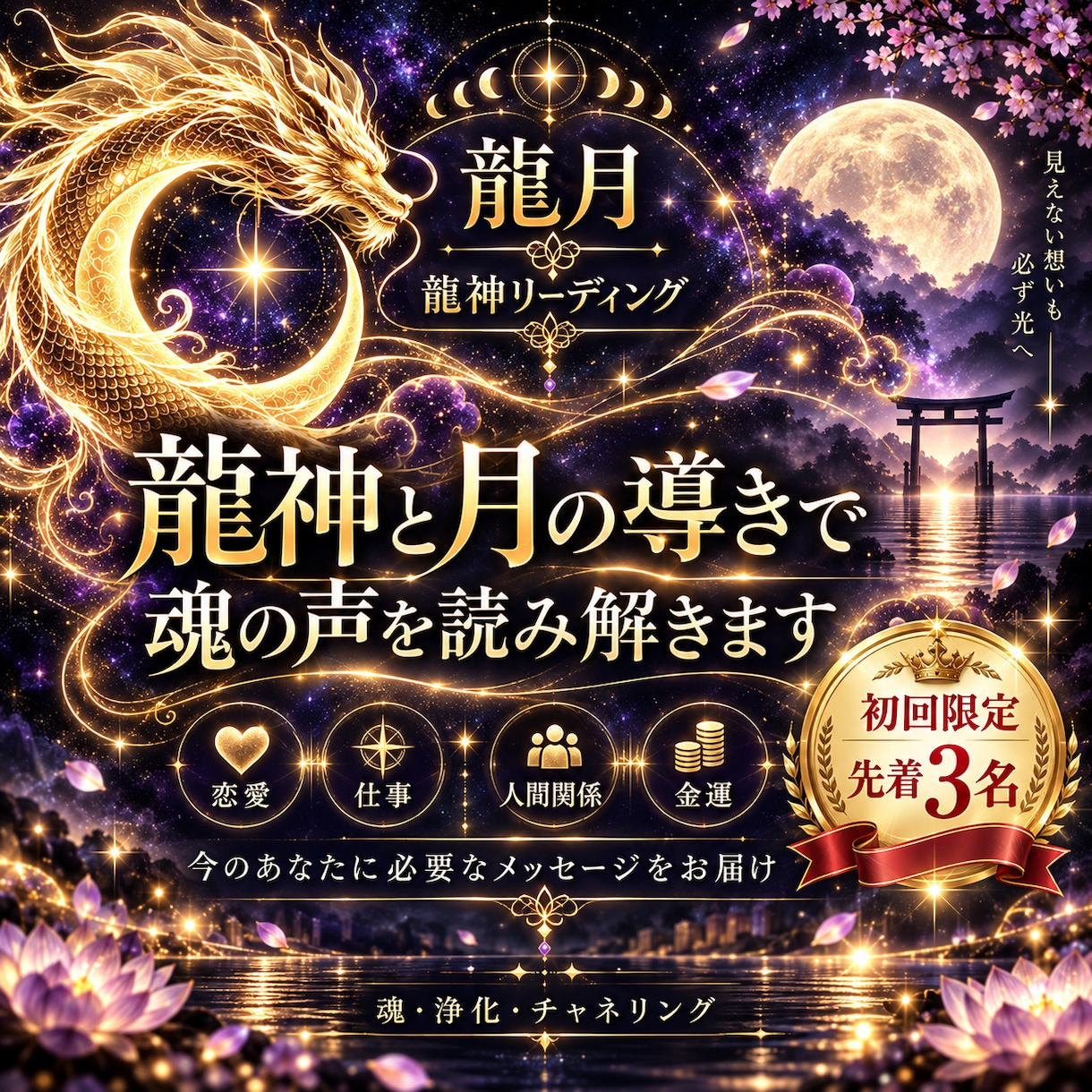 限定3名龍神×月の最上位スピリチュアル鑑定をします 龍神と月の導きで魂の声を読み解きます イメージ1