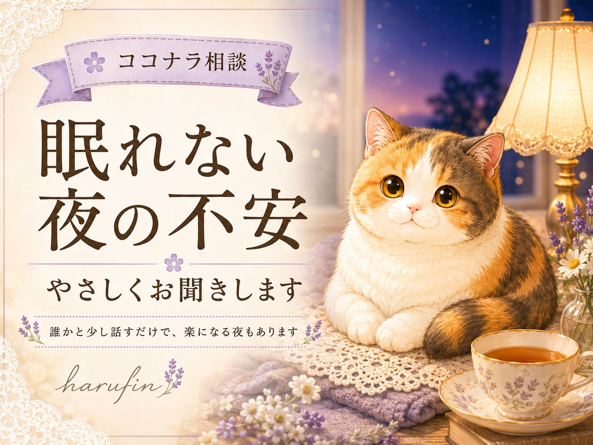 眠れない夜、不安な気持ちやさしく聞きます 誰かと少し話すだけで、楽になる夜もあります イメージ1