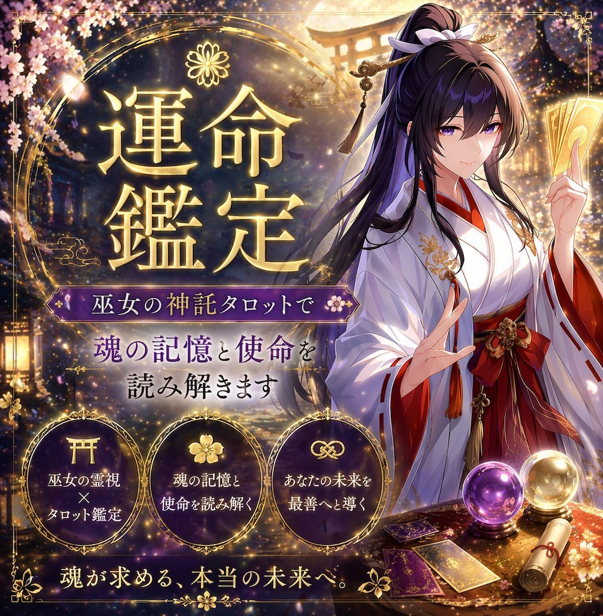 巫女の神託タロットで魂の記憶と使命を読み解きます あなたという存在の“本質”と“生まれてきた意味”を知る イメージ1