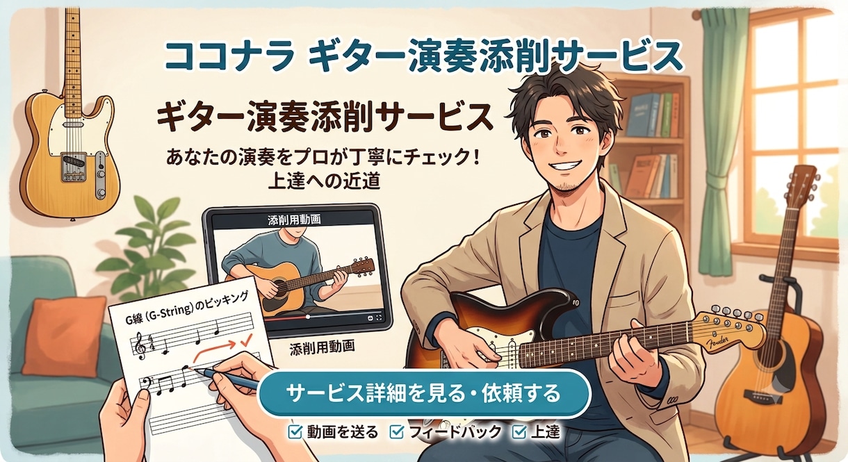 月間80名教えているギター講師がアドバイスします 演奏をよりよくするため次のステップの提案や練習方法伝達！ イメージ1