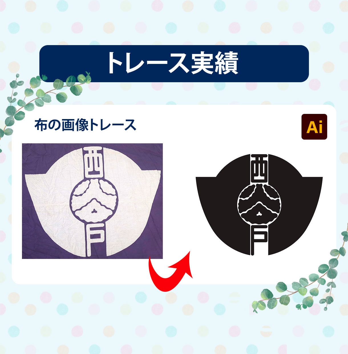 手描きイラストや画像をAiデータにトレースします 元画像を正確・丁寧にトレースして、Aiにデータ化します。 イメージ8