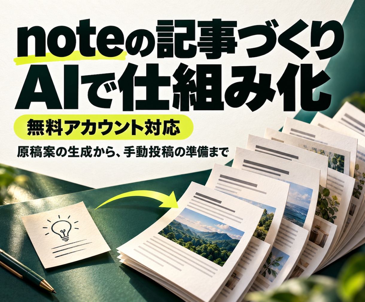 note無料ユーザー向けAI記事作成を整えます 記事案を生成し、確認後にnoteへ手動で貼り付け イメージ1