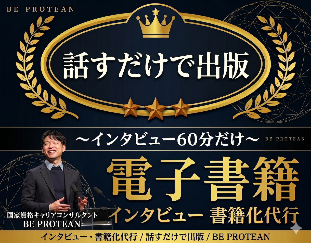 話すだけ！インタビューから電子書籍を出版代行します キャリコンがあなたの強みを引き出す｜原稿不要・60分話すだけ イメージ1