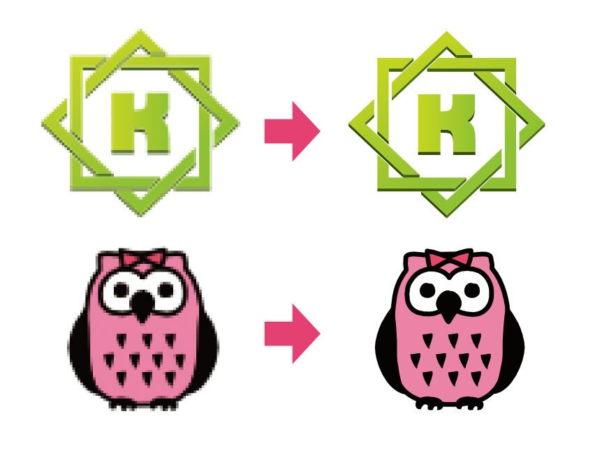 ロゴやイラスト・粗い画像をaiデータに修正致します 画像データをトレースしてベクター形式化致します。 イメージ2