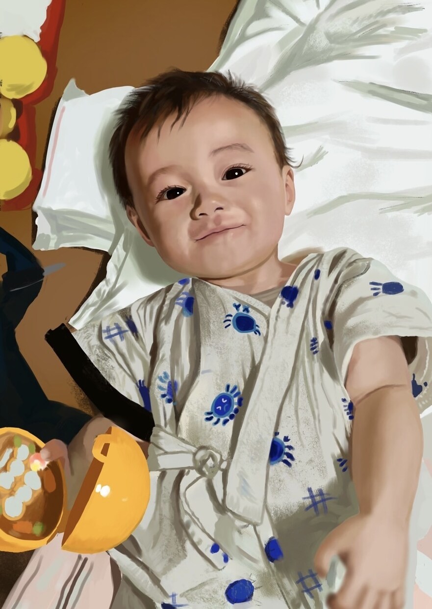 油絵タッチで肖像画描きます 油絵のような厚塗りで超リアルに、背景イラスト付き！ イメージ5