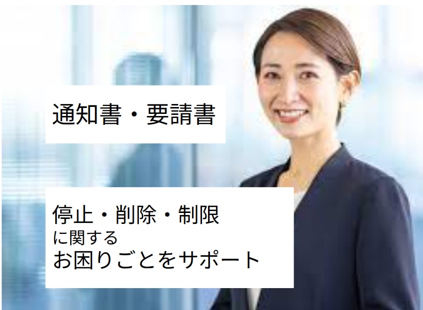 停止・削除・制限に関する通知書を作成します 国内外の企業宛て┃通知書・要請書作成┃停止・削除のお困りごと イメージ1