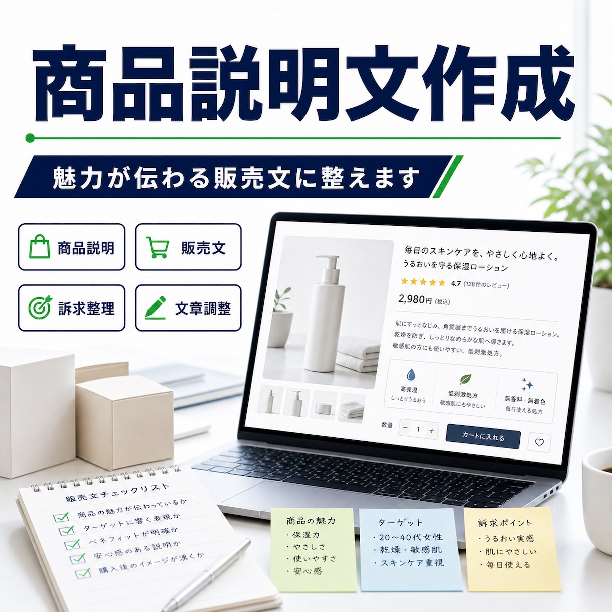 商品説明文・販売文を作成します 商品の魅力が伝わる文章に整えます イメージ1