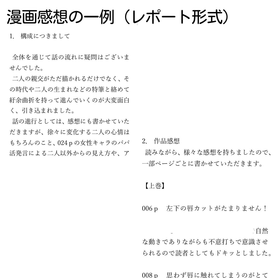 オールジャンル対応！作品感想レポートを届けます 4000字以上の詳細な感想で創作意欲UPに！ イメージ3