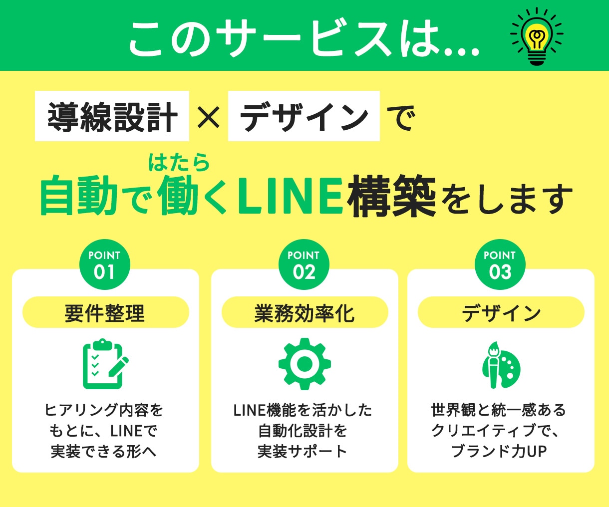 あなたに代わって自動ではたらくLINE構築します LINE 公式アカウント デザイン込み Lステップもエルメも イメージ3