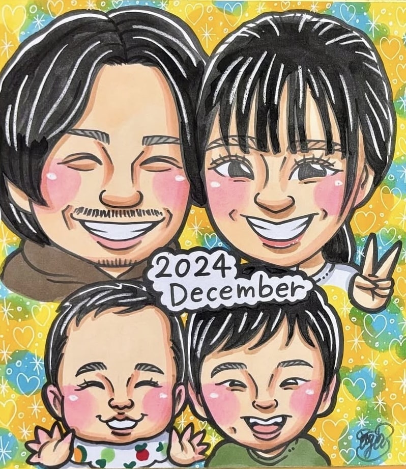 最短翌日発送！可愛い水彩画似顔絵描きます 素早く納品★可愛くてカラフルでキラキラ背景似顔絵！ イメージ2