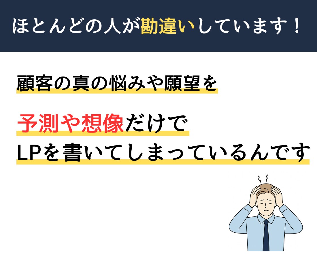 顧客の声からメッセージを作り刺さるLPを執筆します あなたの代わりに顧客ヒアリングを実施するから成果が出る イメージ4
