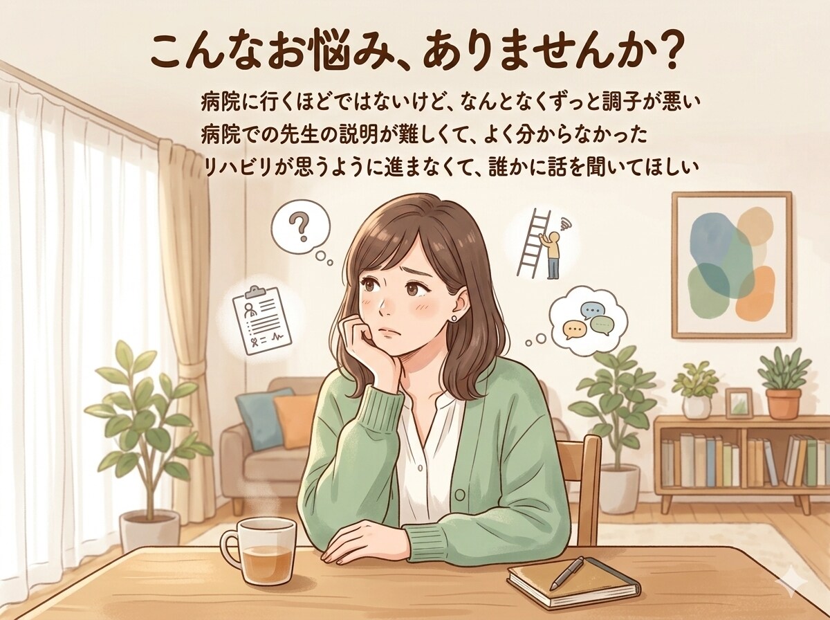 身体の悩みや不調に寄り添い、一緒に向き合います 生活期の理学療法士があなたの悩みを優しく聞きます。 イメージ3