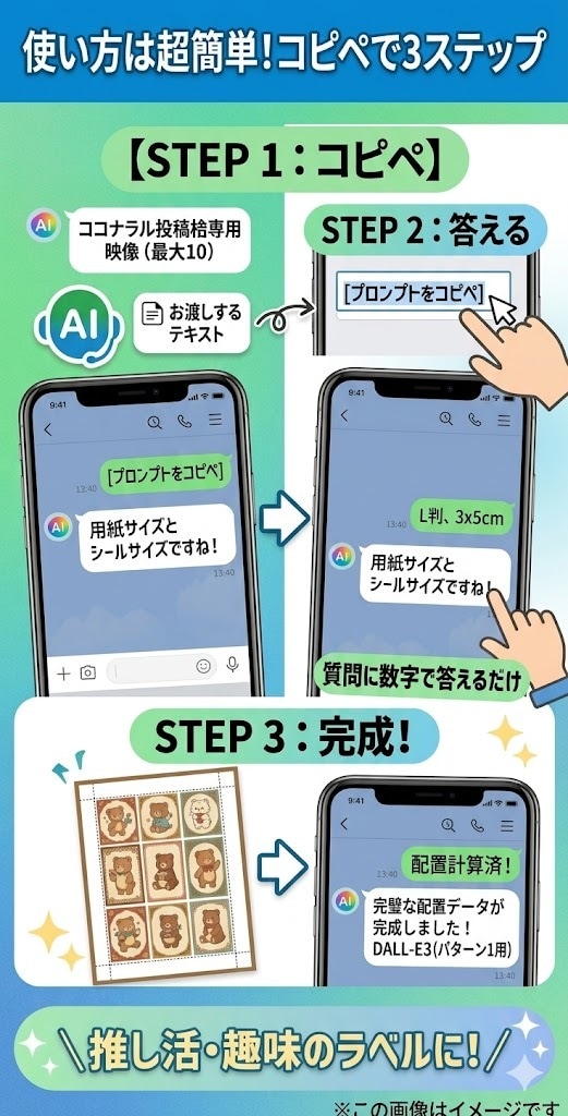 ファミマシール印刷の自動計算プロンプトを販売します ファミマ専用コピペで失敗ゼロ！推し活やラベル計算に イメージ3