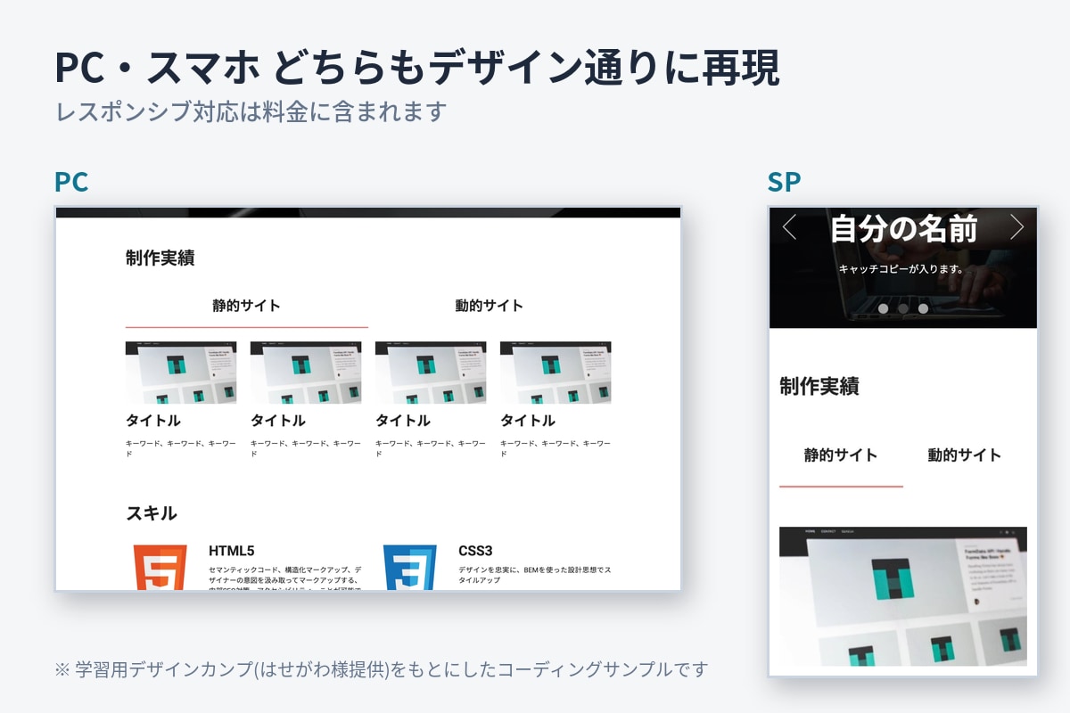デザイン通りにHTML/CSSコーディングします 着手前の確認で手戻りを減らす、実務歴10年のエンジニアが対応 イメージ2
