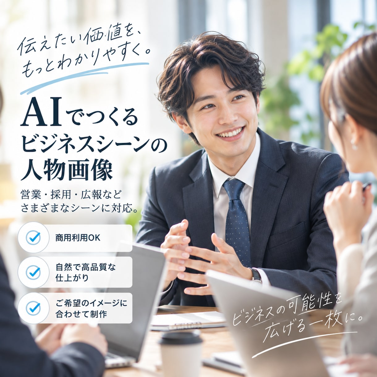 実写風のAI人物画像を制作します 広告・SNS・HPで使える人物素材を3枚制作 イメージ4