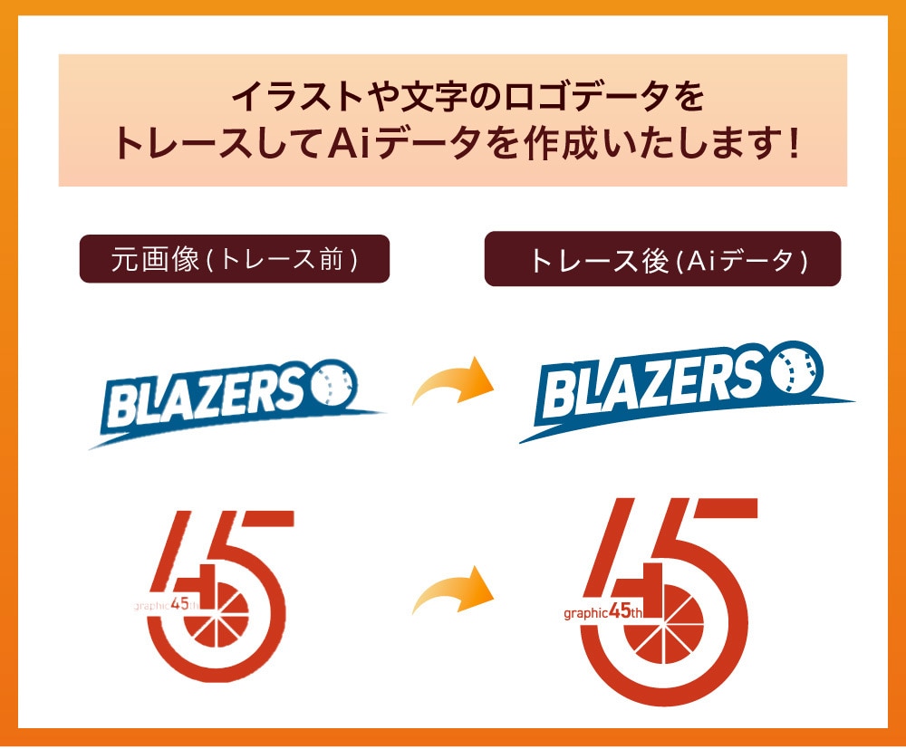 荒い画像やロゴなど丁寧にトレース・データ化します 初めての方も安心してお任せください！親切・丁寧に対応します！ イメージ2