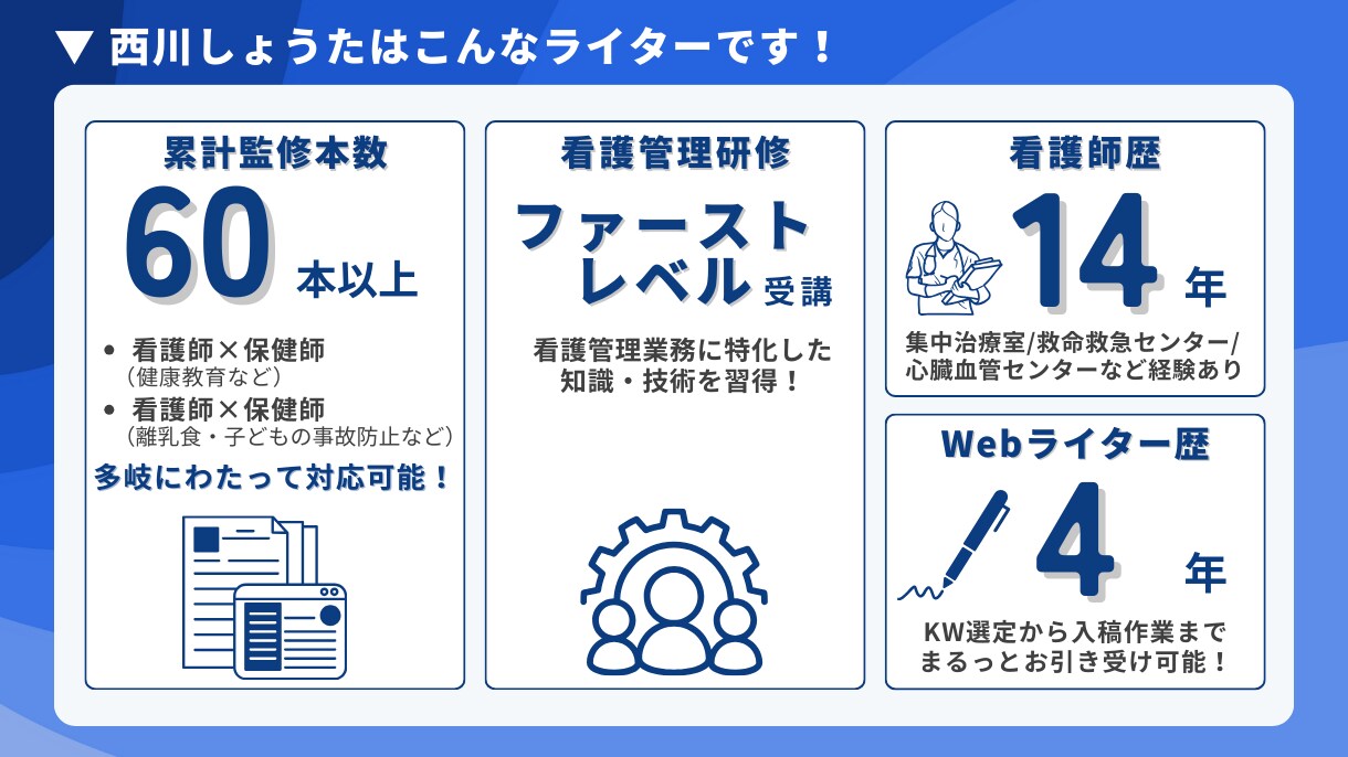 看護師ファーストレベル研修のレポートを添削します ファーストレベル研修を修了しているライターが添削します イメージ3