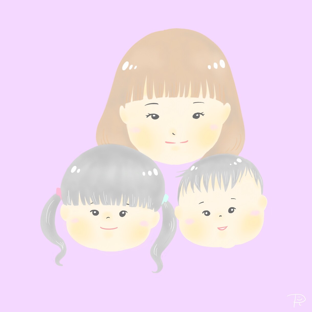 パステルカラーの優しい似顔絵アイコンをお描きします 主線なしイラストでふんわりやわらかい似顔絵で仕上げます☆ イメージ3