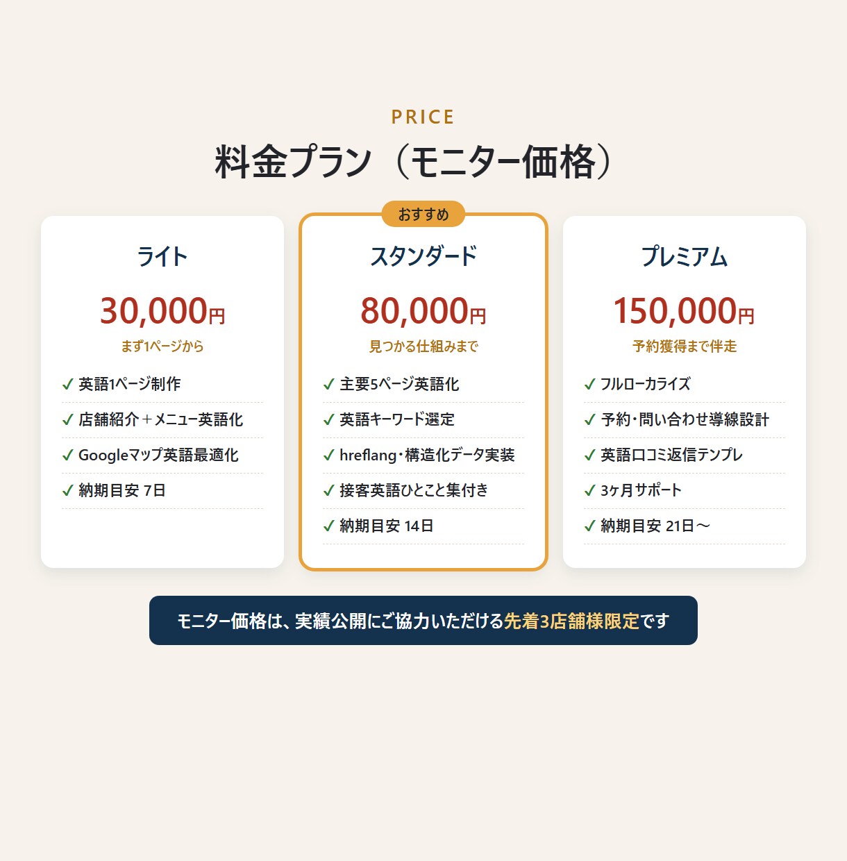 お店のHPを外国人客に伝わる英語にします 翻訳だけじゃない。海外から見つかる仕組みまで作ります イメージ4