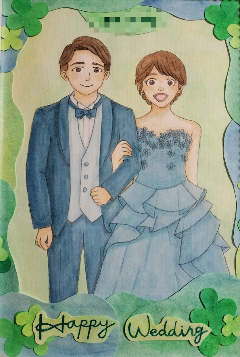 水彩画で似顔絵を描きます 思い出に残るウェルカムボード描きます イメージ1