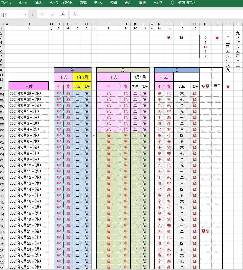 六爻占いと密教占星術用の暦売ります 西暦２０４０までの暦（六爻占いと密教占星術の専用システム） イメージ2