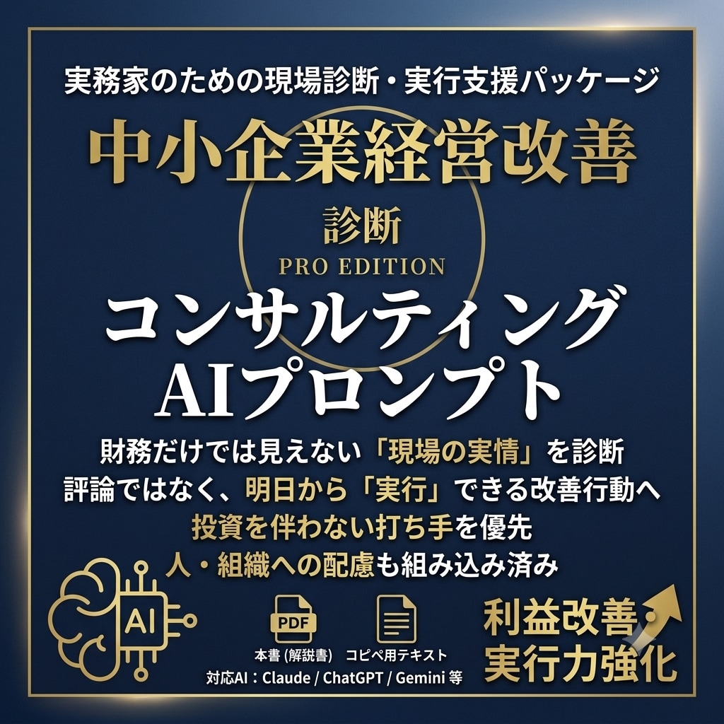 AIコンサルによる中小企業診断プロンプト提供します 【AI経営コンサル】中小企業診断をするプロンプトテンプレート イメージ2