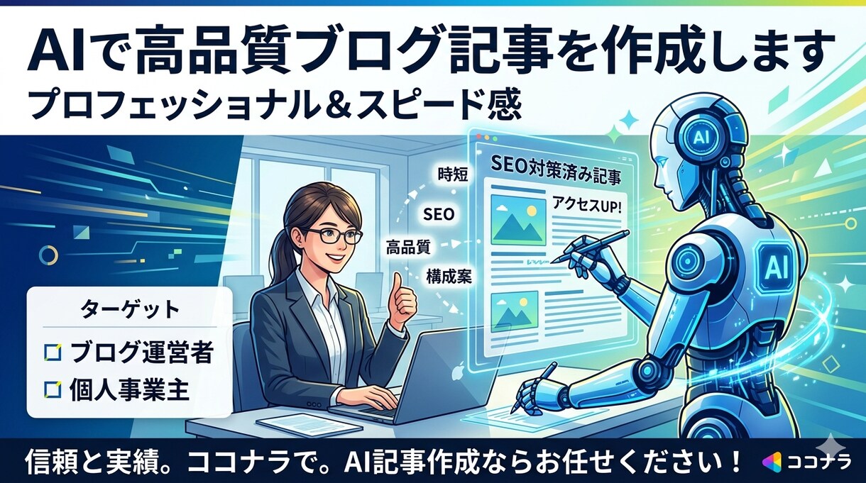 AIで高品質ブログ記事を作成します スピード納品・修正1回無料で対応します イメージ1