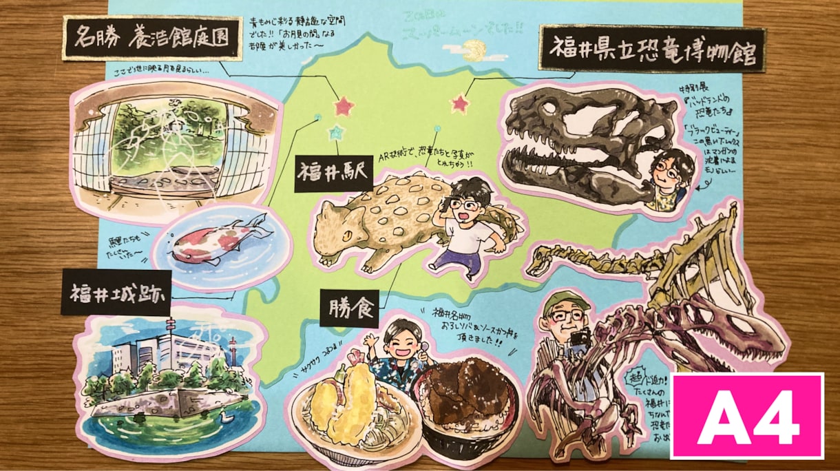 手書きの温かみ！旅の思い出イラストマップ描きます 写真では残せない、その場の空気感や感動をギュッと1枚に。 イメージ1