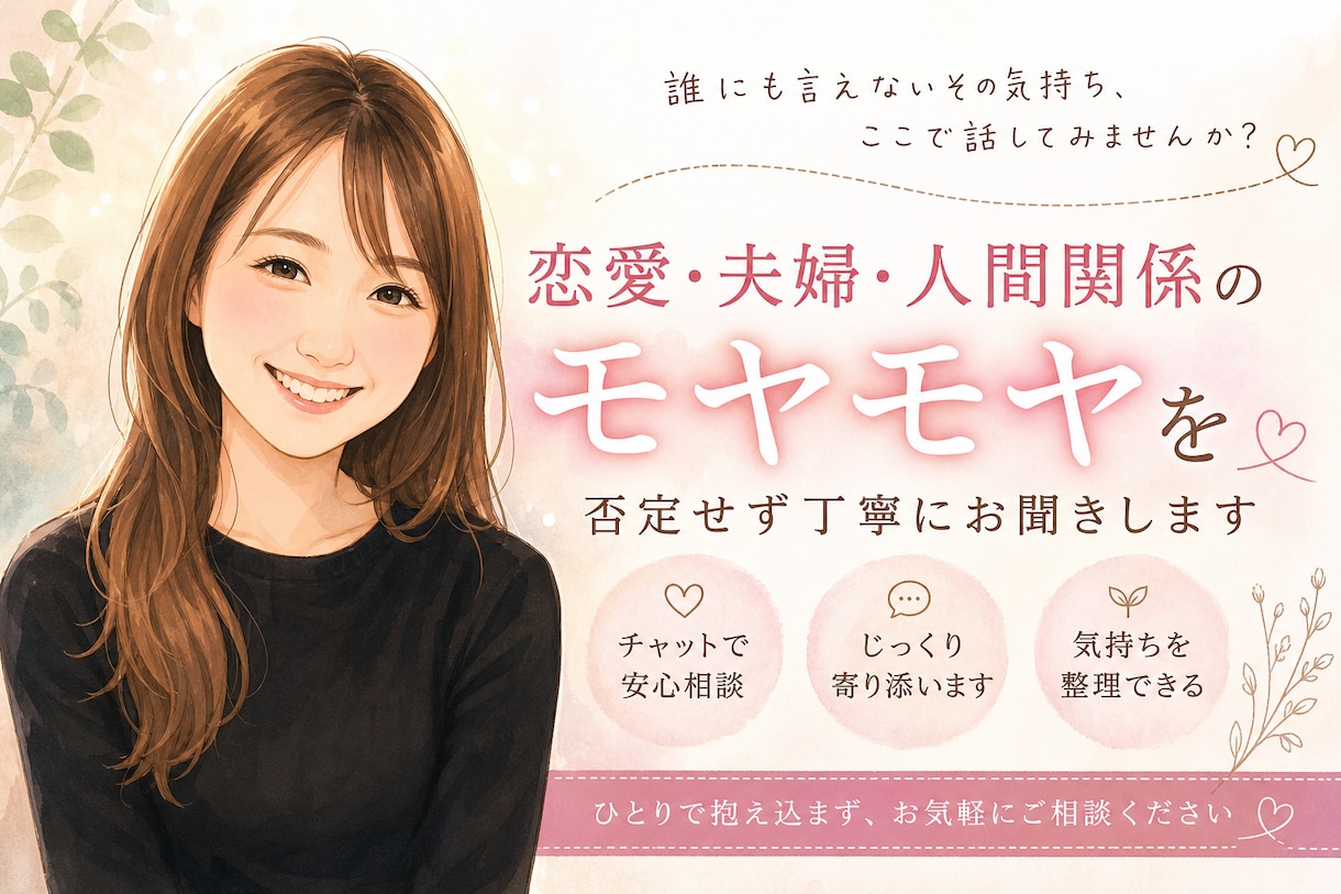往復5通であなたの心一緒に整えていきます 恋愛・夫婦・人間関係のモヤモヤを否定せず丁寧にお聞きします イメージ1