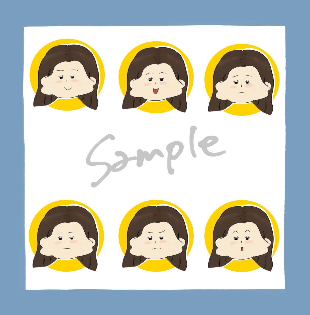 ぷっくりほっぺのゆる可愛い女の子描きます 6種類の表情が基本セットに含まれています◎ イメージ6