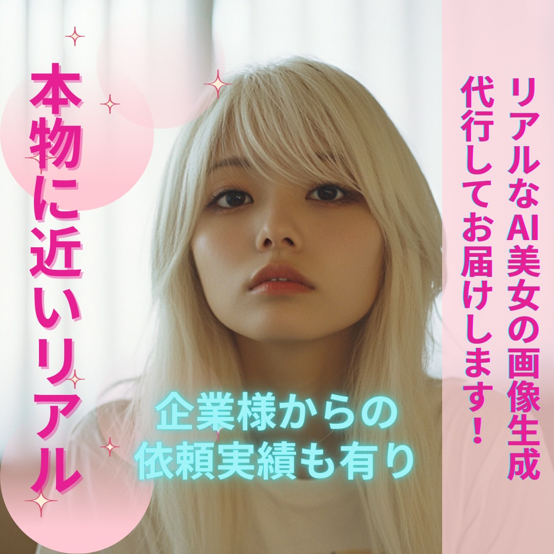 リアル美女！AI美女の画像生成代行します 【30枚生成プラン】AIを感じさせない本物に近いクオリティ イメージ1