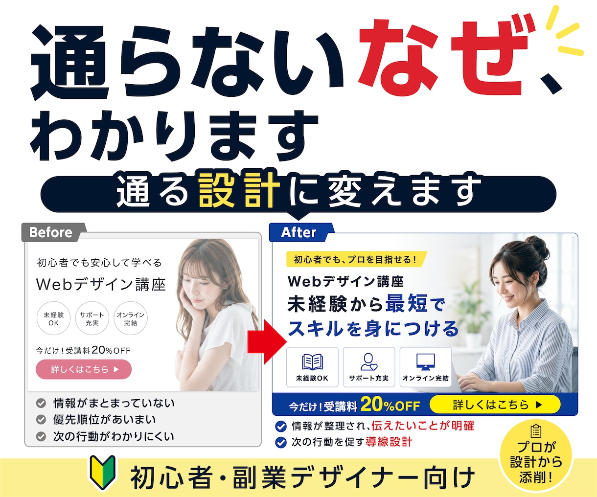 通らないデザインを設計から添削します 修正地獄から抜けたい初心者デザイナーへ イメージ1